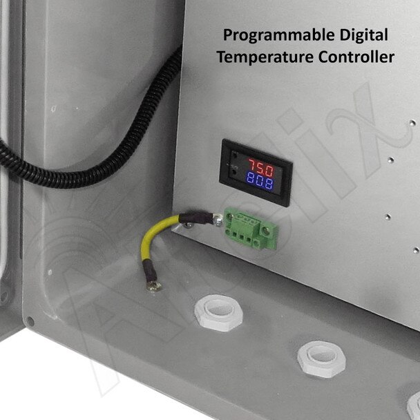 Altelix 14x12x8 Fiberglass Weatherproof Vented NEMA Enclosure with 12 VDC Cooling Fan Digital Temperature Controller