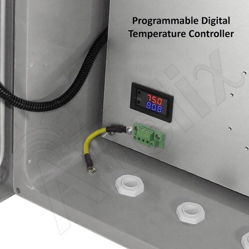 Altelix 14x12x8 Fiberglass Weatherproof Vented NEMA Enclosure with 12 VDC Cooling Fan Digital Temperature Controller