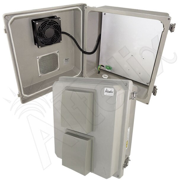 Altelix 14x12x8 Fiberglass Weatherproof Vented NEMA Enclosure with 12 VDC Cooling Fan
