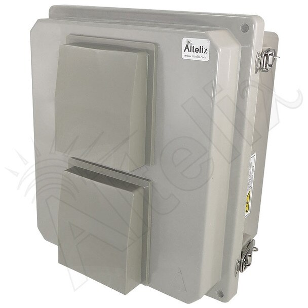Altelix 14x12x8 Fiberglass Weatherproof Vented WiFi NEMA Enclosure with 120 VAC Outlets and Non-Metallic Equipment Mounting Plate