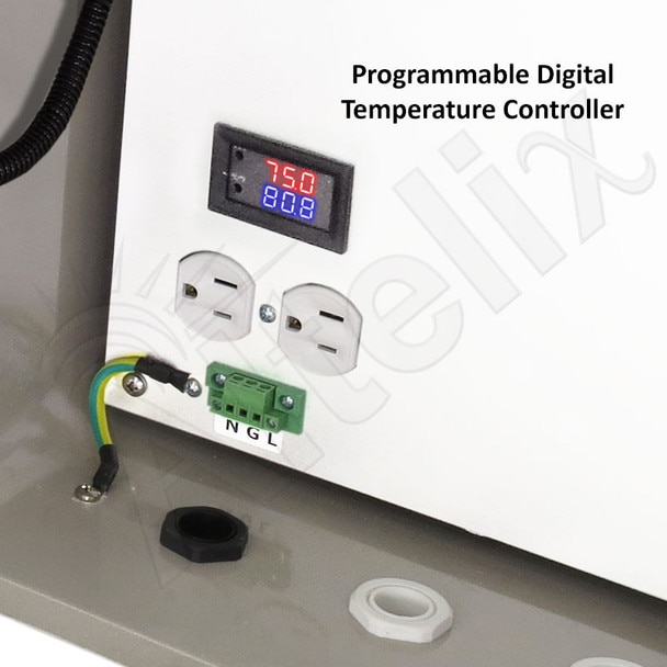 Altelix 14x12x8 Fiberglass WiFi Weatherproof Vented NEMA Enclosure with 120 VAC Outlets Non-Metallic Equipment Mounting Plate and Cooling Fan with Digital Temperature Controller
