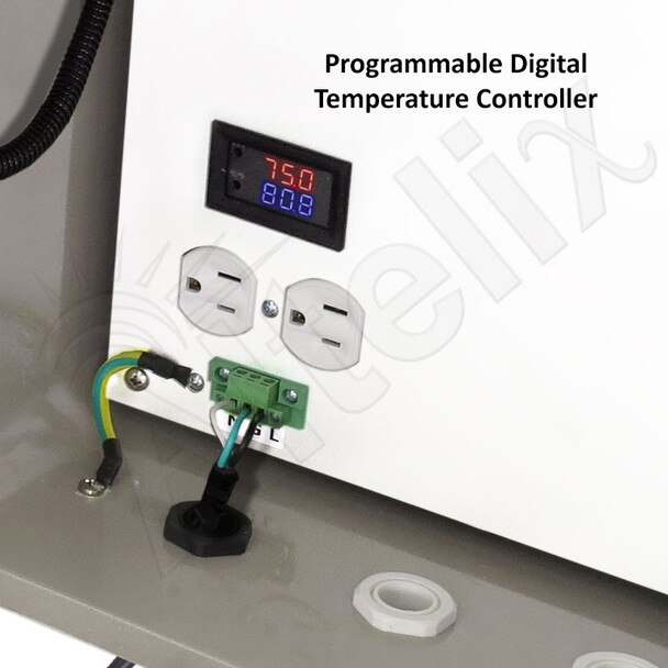 Altelix 14x12x8 Fiberglass WiFi Weatherproof Vented NEMA Enclosure with Non-Metallic Equipment Mounting Plate 120 VAC Outlets Power Cord Cooling Fan with Digital Temperature Controller