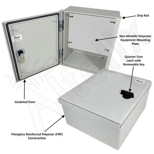 Altelix 12x10x6 NEMA 3X Fiberglass Indoor Outdoor RF Transparent WiFi Access Point Enclosure with Non-Metallic Equipment Mounting Plate