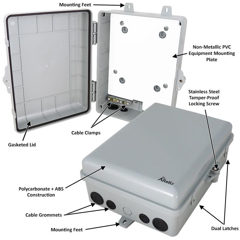 Altelix 12x9x5 NEMA 4X InOutdoor RF Transparent WiFi Access Point Enclosure wMount PlateNP120905M