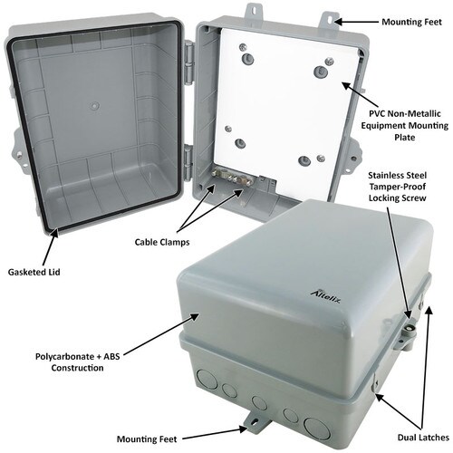 Altelix 12x9x7 IP66 NEMA 4X PCABS Indoor Outdoor RF Transparent WiFi Access Point Enclosure with PVC Non-Metallic Equipment Mounting Plate