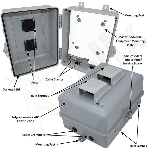 Altelix 12x9x7 Vented PCABS Indoor Outdoor RF Transparent WiFi Access Point Enclosure with PVC Non-Metallic Equipment Mounting Plate