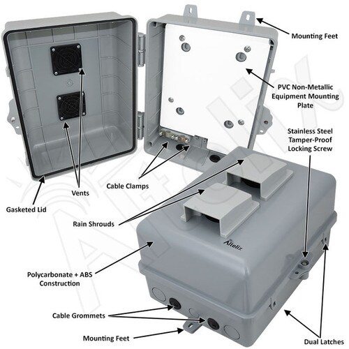 Altelix 12x9x7 Vented PCABS Indoor Outdoor RF Transparent WiFi Access Point Enclosure with PVC Non-Metallic Equipment Mounting Plate