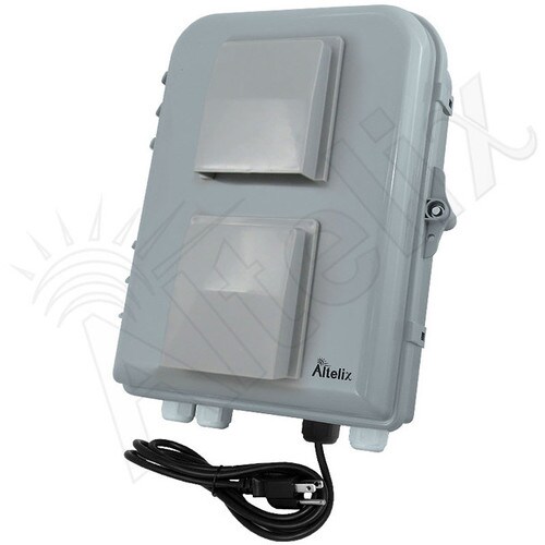 Altelix 13x10x4 PCABS Weatherproof Vented Utility Box NEMA Enclosure with Aluminum Mounting Plate 120 VAC Outlet Power Cord