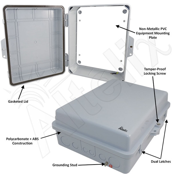 Altelix 14x11x5 Polycarbonate ABS Indoor Outdoor RF Transparent WiFi Access Point Enclosure with PVC Non-Metallic Equipment Mounting Plate