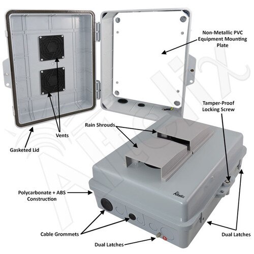 Altelix 14x11x5 Vented Polycarbonate ABS Indoor Outdoor RF Transparent WiFi Access Point Enclosure with PVC Non-Metallic Equipment Mounting Plate