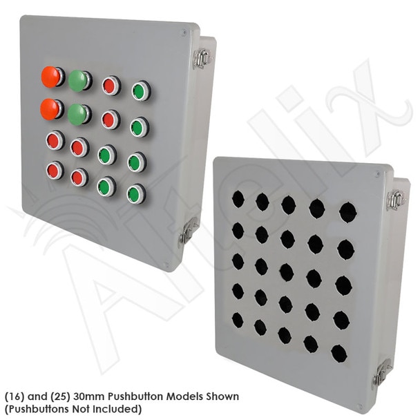 Altelix 14x12x6 Fiberglass NEMA 4X Weatherproof 16 Pushbutton Enclosure with 22mm holes