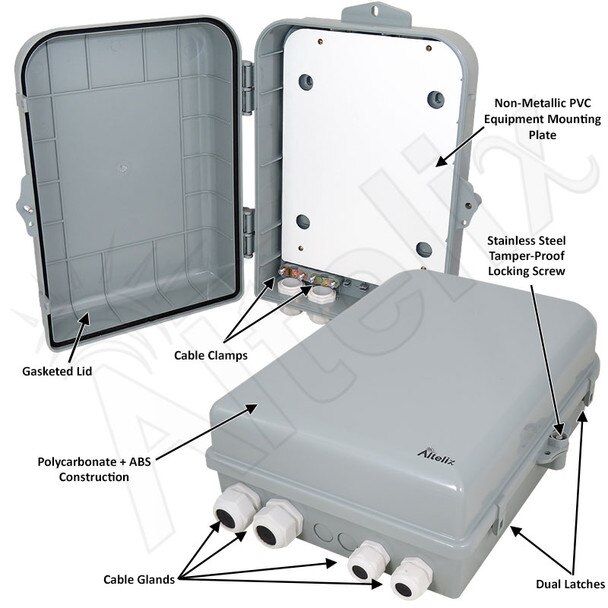 Altelix 15x10x5 Polycarbonate ABS NEMA 4X Indoor Outdoor RF Transparent Enclosure with PVC Non-Metallic Equipment Mounting Plate
