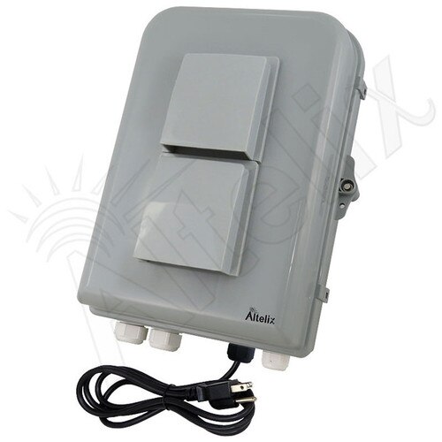 Altelix 15x10x5 Polycarbonate ABS Vented Weatherproof Enclosure with Aluminum Mounting Plate 120 VAC Outlet Power Cord
