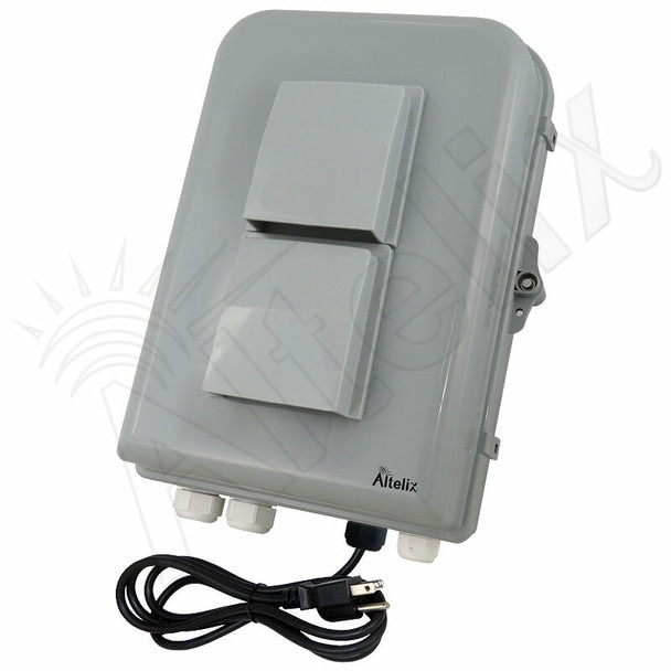 Altelix 15x10x5 Polycarbonate ABS Vented Weatherproof Enclosure with 120VAC Cooling Fan Power Terminal Power Cord