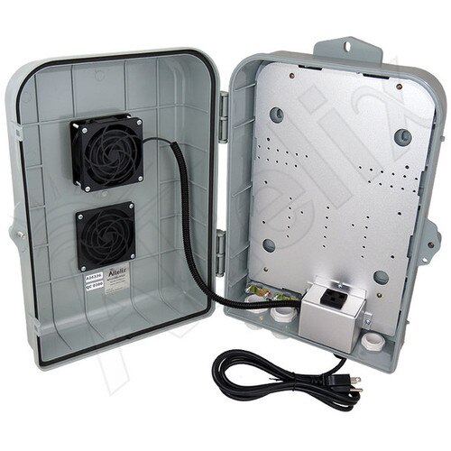 Altelix 15x10x5 Polycarbonate ABS Vented Weatherproof Enclosure with Cooling Fan 120 VAC Outlet Power Cord