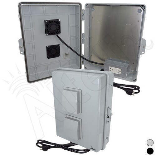 Altelix 17x14x6 Vented Polycarbonate ABS Weatherproof NEMA Enclosure with Cooling Fan 120 VAC GFCI Outlets Power Cord