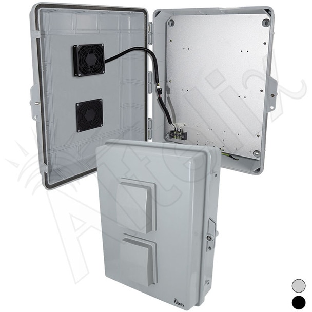 Altelix 17x14x6 Vented Polycarbonate ABS Weatherproof NEMA Enclosure with 48 VDC Cooling Fan