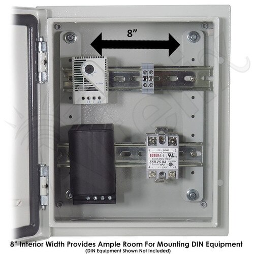 Altelix 12x10x6 Industrial DIN Rail NEMA 4X Steel Weatherproof Enclosure