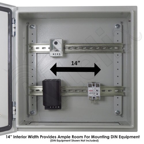 Altelix 16x16x8 Industrial DIN Rail NEMA 4X Steel Weatherproof Enclosure