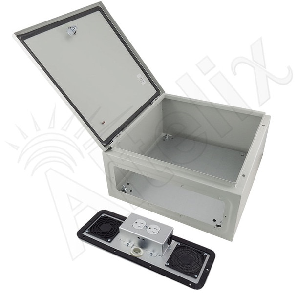 Altelix 16x16x8 Vented Steel Weatherproof NEMA Enclosure with 120 VAC Outlets and Power Cord