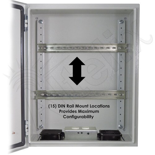 Altelix 20x16x12 Industrial DIN Rail Steel Weatherproof NEMA Enclosure with Dual Cooling Fans 120 VAC Outlets and Power Cord