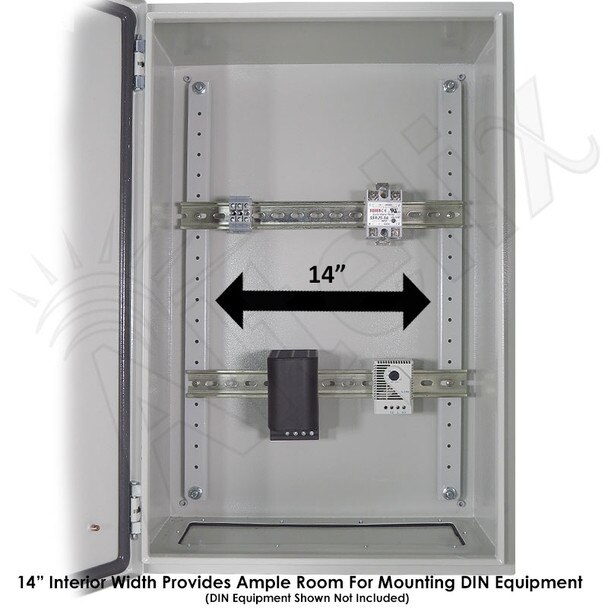 Altelix 24x16x12 Industrial DIN Rail NEMA 4X Steel Weatherproof Enclosure