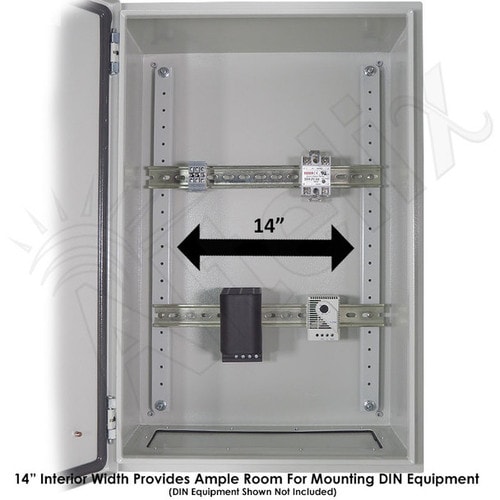 Altelix 24x16x12 Industrial DIN Rail NEMA 4X Steel Weatherproof Enclosure