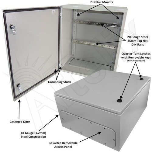 Altelix 24x20x12 Industrial DIN Rail NEMA 4X Steel Weatherproof Enclosure