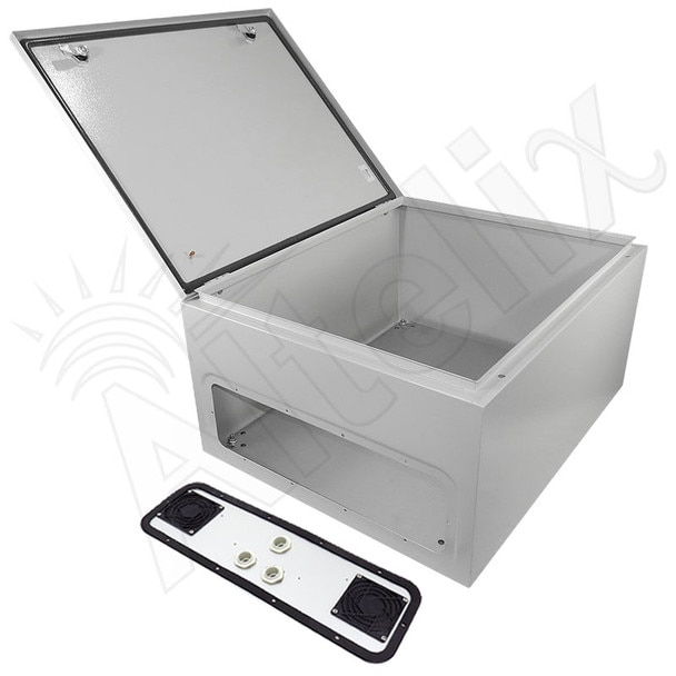 Altelix 24x20x12 Vented Steel Weatherproof NEMA Enclosure with Steel Equipment Mounting Plate