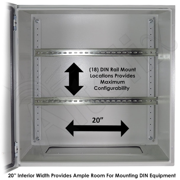 Altelix 24x24x12 Industrial DIN Rail NEMA 4X Steel Weatherproof Enclosure