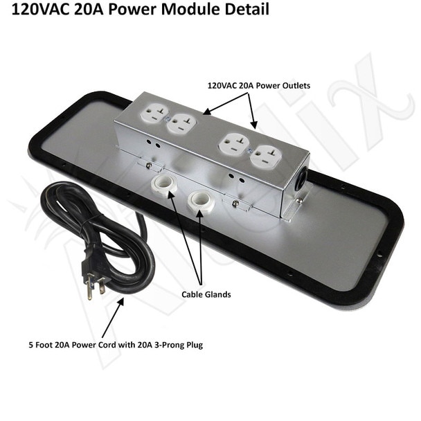 Altelix 24x24x12 120VAC 20A Steel NEMA 4X Enclosure for UPS Power Systems with 19-Inch Wide 6U Rack 20A Power Outlets and Power Cord