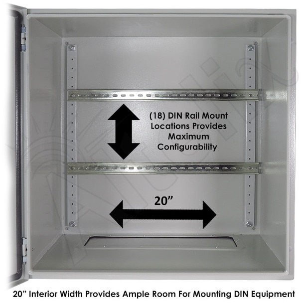 Altelix 24x24x16 Industrial DIN Rail NEMA 4X Steel Weatherproof Enclosure
