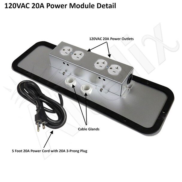 Altelix 24x24x16 120VAC 20A Steel NEMA 4X Enclosure for UPS Power Systems with 19-Inch Wide 6U Rack 20A Power Outlets and Power Cord