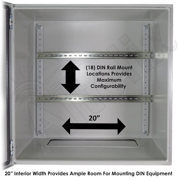 Altelix 24x24x24 Industrial DIN Rail NEMA 4X Steel Weatherproof Enclosure