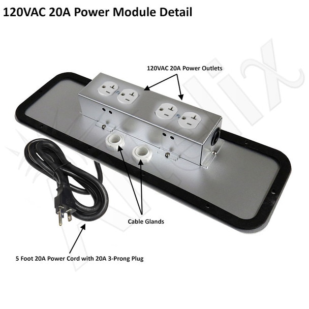 Altelix 24x24x24 120VAC 20A Steel NEMA 4X Enclosure for UPS Power Systems with 19-Inch Wide 6U Rack 20A Power Outlets and Power Cord