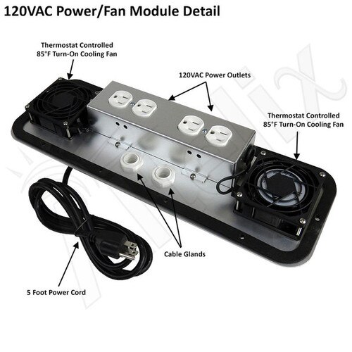 Altelix 24x24x24 Steel Weatherproof NEMA Enclosure with 120 VAC Outlets Power Cord 85F Turn-On Cooling Fans