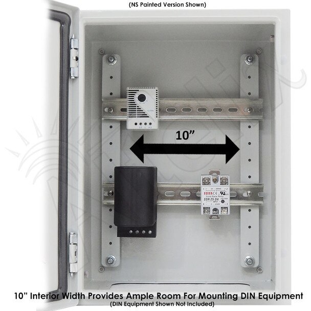 Altelix 16x12x12 Industrial DIN Rail NEMA 4X Stainless Steel Weatherproof Enclosure