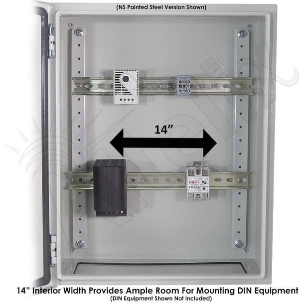 Altelix 20x16x12 Industrial DIN Rail NEMA 4X Stainless Steel Weatherproof Enclosure