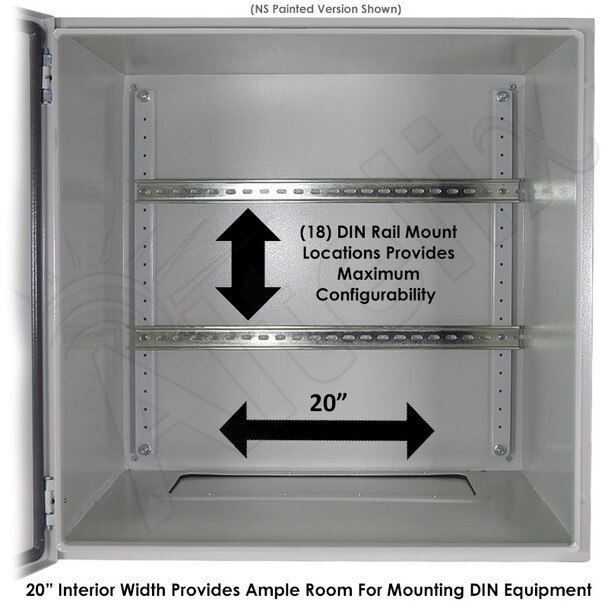 Altelix 24x24x16 Industrial DIN Rail NEMA 4X Stainless Steel Weatherproof Enclosure