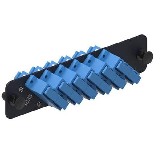 CommScope Adapter Panel Black 1000Type with 6 SC Blue Adapters (PNLBK012SFASC02BL) Solid Signal