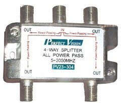 Perfect Vision 4-Way Coax Splitter All Port Power Passing PV23-304