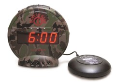 Sonic Alert Bunker Bomb with Super Shaker Camo Alarm Clock SBC575SS