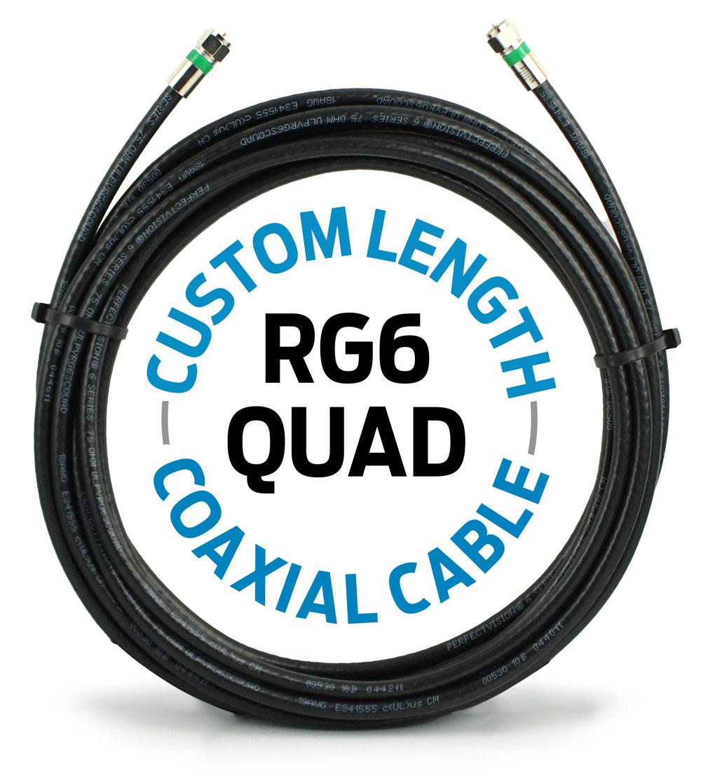 Solid Signal RG6 Quad Shielded Coax Cable w/ Solid Copper Core (SSRG6QUADCOAX) Solid Signal