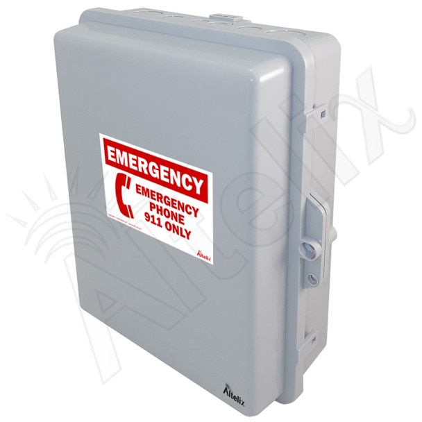 Altelix Weatherproof Emergency Phone Call Box for Slim-Line Phones 14x11x5 with Emergency Phone Label