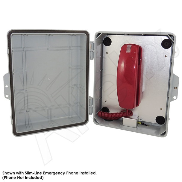 Altelix Weatherproof Emergency Phone Call Box for Slim-Line Phones 14x11x5 with Emergency Phone Label