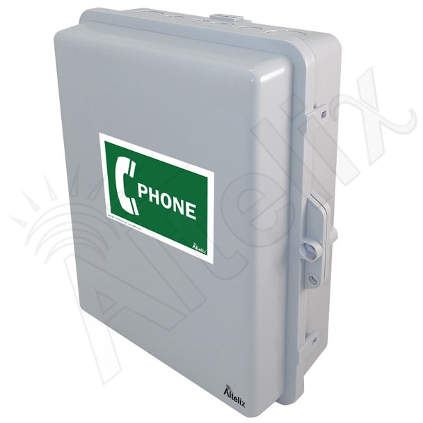 Altelix Outdoor Weatherproof Phone Call Box for Slim-Line Phones 14x11x5 with Phone Label
