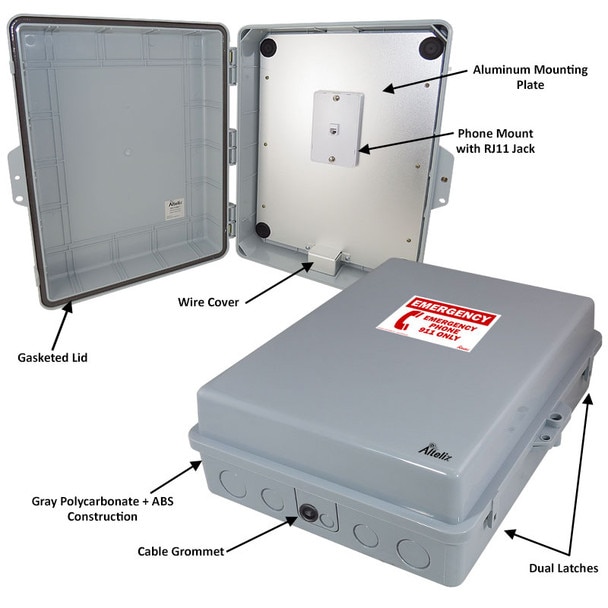Altelix Weatherproof Emergency Phone Call Box 17x14x6 Gray