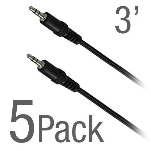 Tech Tent WA1038 Tech Tent 35mm to 35mm Audio Cable - 3 Foot 5 Pack WA1038