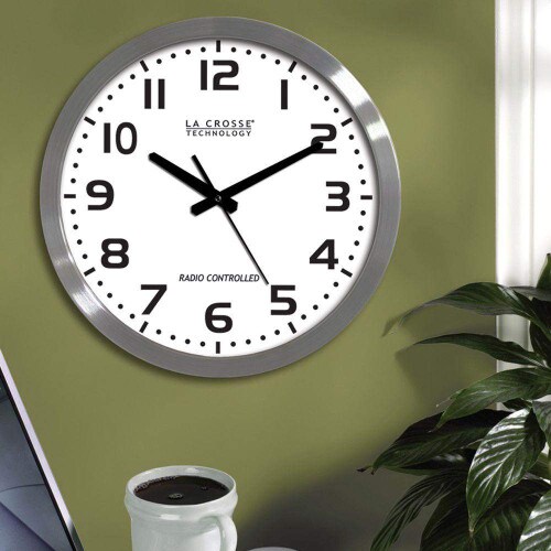 LaCrosse Stainless Steel Atomic Wall Clock 16 Inch WT-3161WH